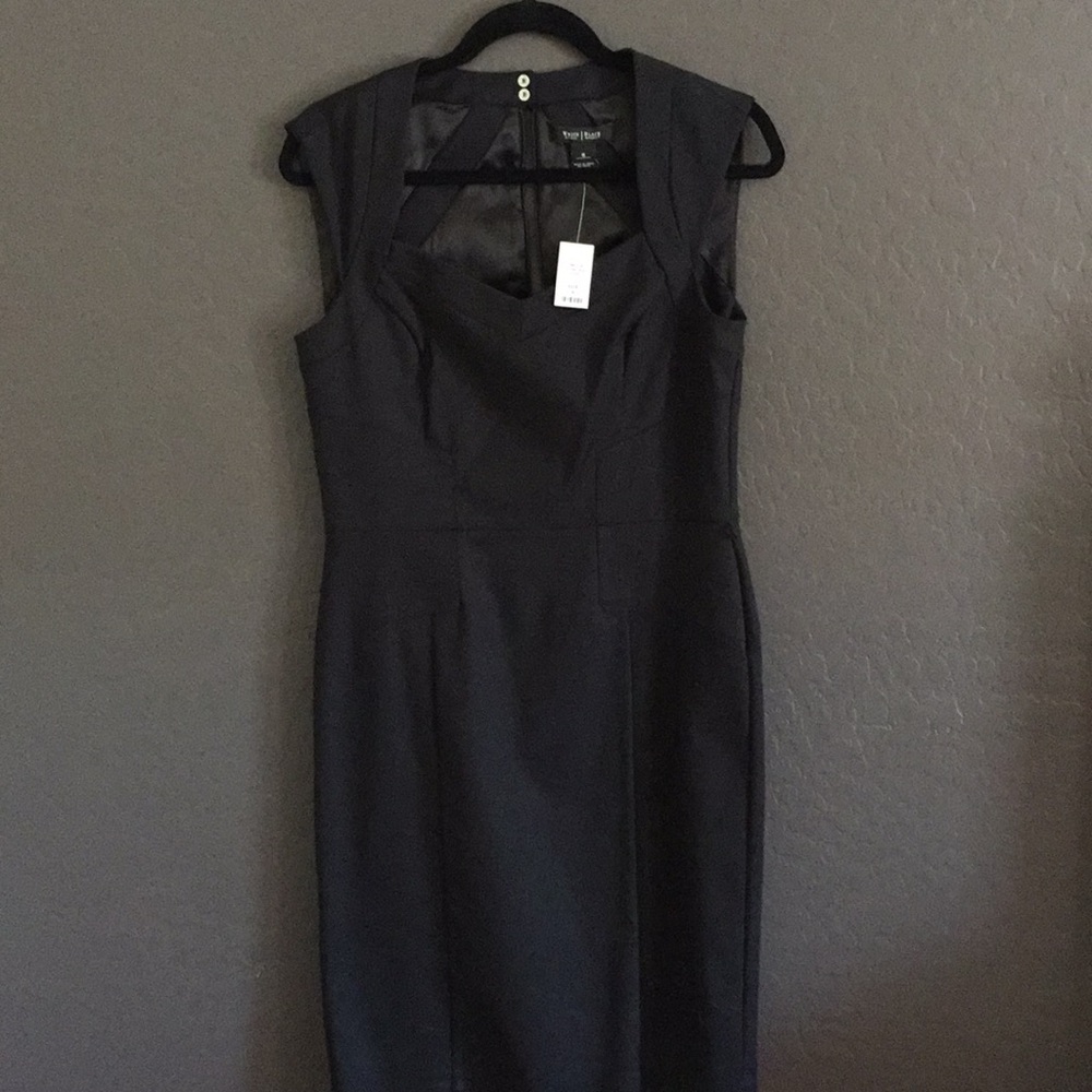 WHBM Black Cap Sleeve Dress